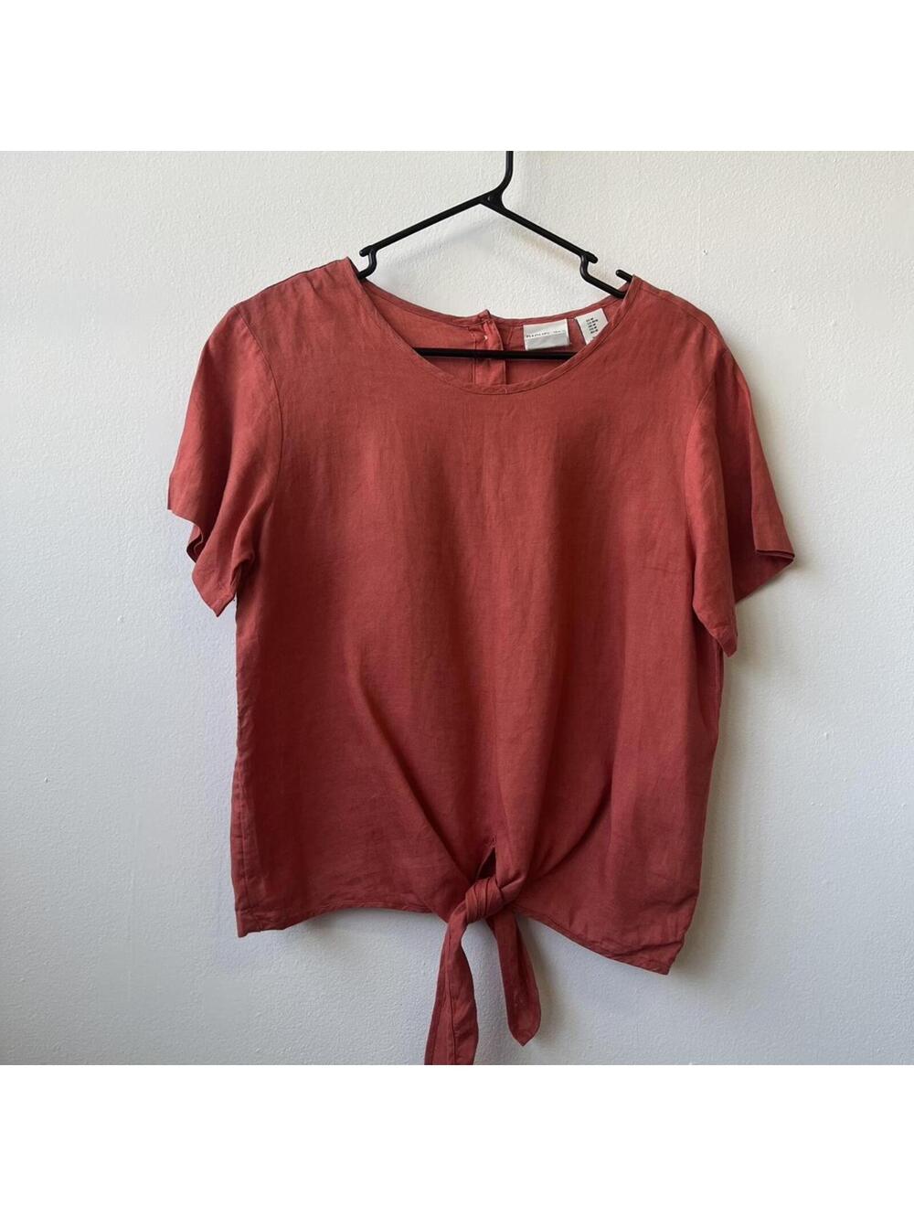 Rachel Zoe 100% linen size medium tie front top #BoHo #CottageCore #Festival